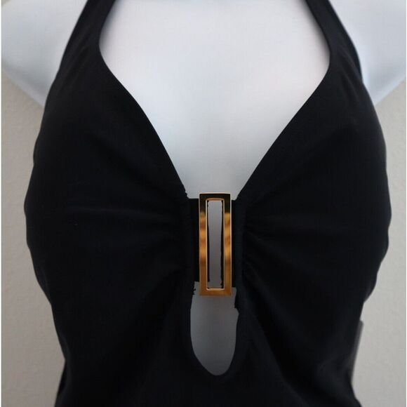 Amoressa x Miraclesuit 6522456 Sz 12 Black Bianca Solid One-Piece Swimsuit - Picture 3 of 12